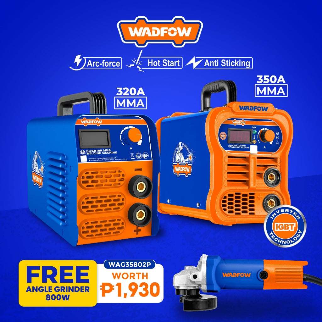 Wadfow 320A / 350A MMA Welding Machine Inverter Portable IGBT (Freebies 800w Angle Grinder) (WHT)