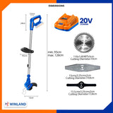 Wadfow P20S/20V Lithium-Ion Cordless Grass Trimmer Weeder Lawn Mower WGTP5116 WAD-CT