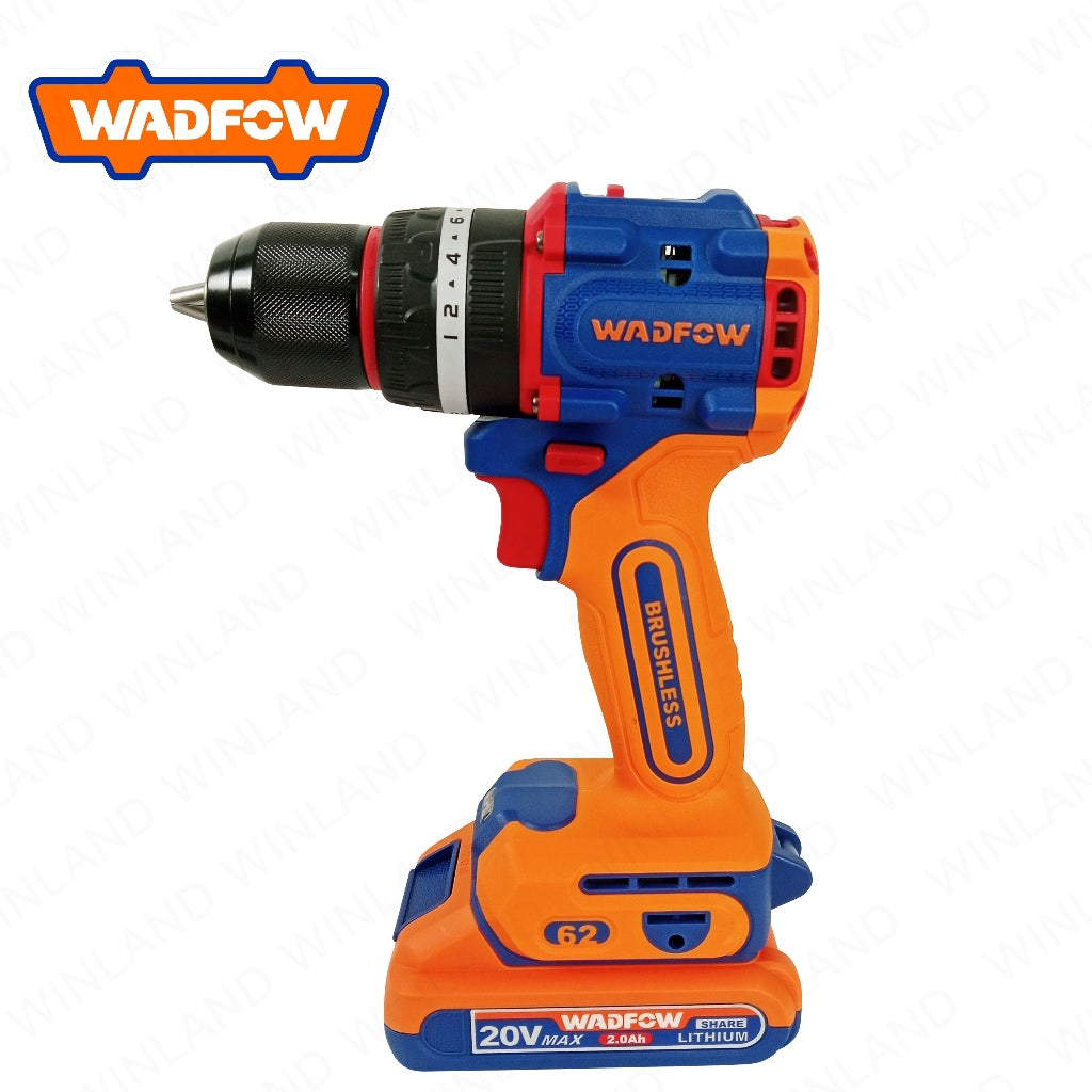 Wadfow P20S/20V Lithium-Ion Compact Brushless Cordless Impact Drill 62Nm WCDP6281 WAD-CT