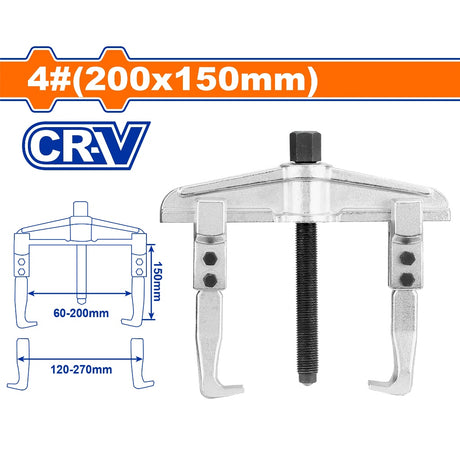 Wadfow  2-pins/2-Jaw Sliding Arm Gear Puller 2# (130 x 100mm) | 4# (200 x 150mm) WAD-HT