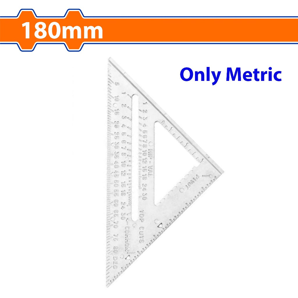 Wadfow  7"/180mm Aluminum Angle Square Speed Triangle Carpenter Ruler Only Metric WSR2207