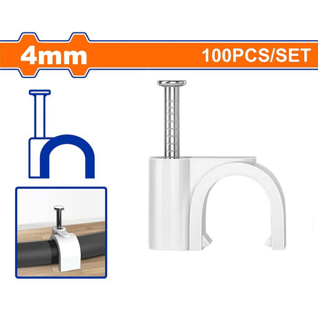 Wadfow Round Plastic Construction and Zinc Plated Nails Cable Clips 100pcs/set WFQ13 (WHT)