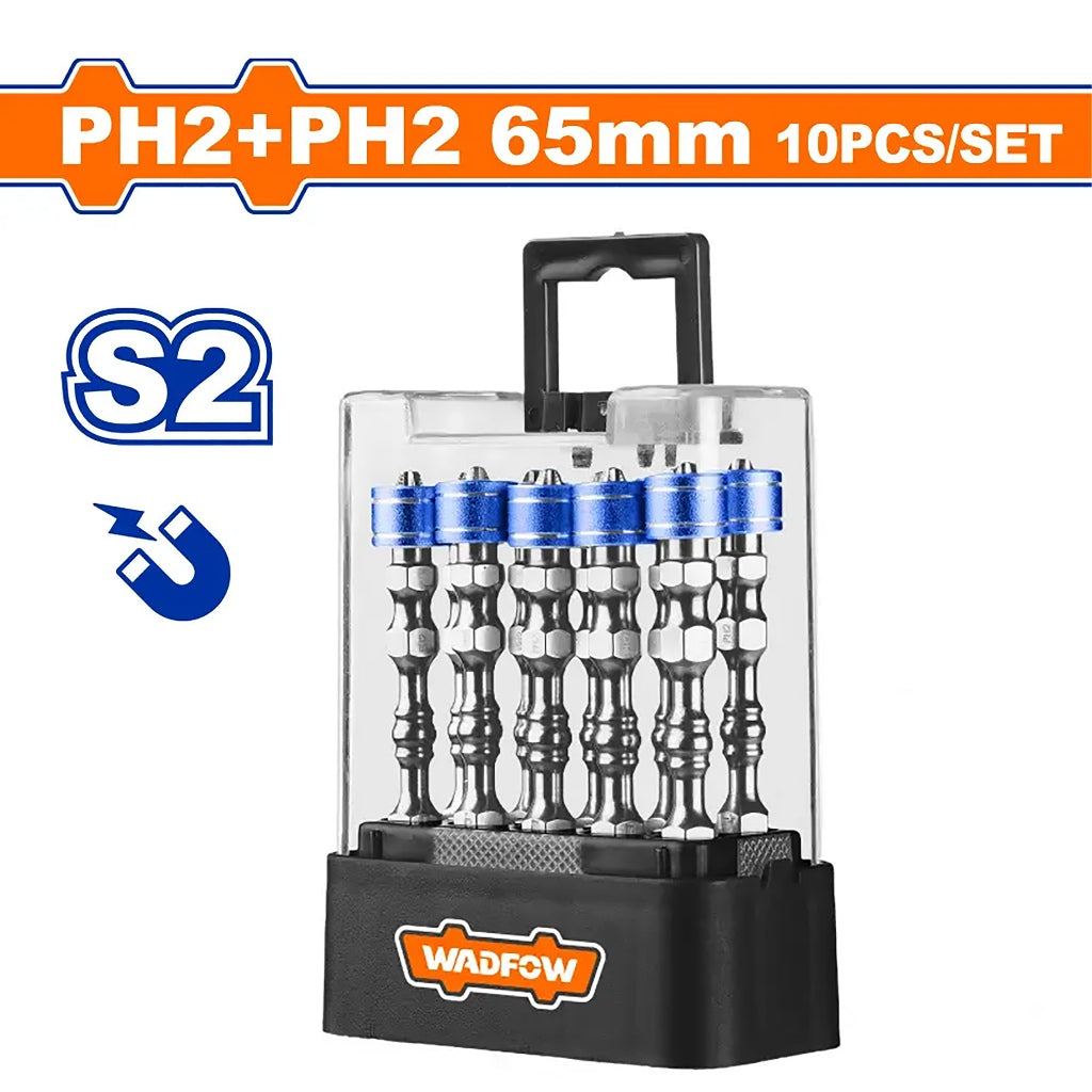 Wadfow 10pieces/Set PH2+PH2 65mm Strong Magnetic Screwdriver Bits WSV3B01 WAD-HT