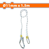 Wadfow  Safety Rope/Lanyard Elastic with 2x Hooks Steel Look 11mm x 1.5m/1.95mm WAQS2515/WAQS2520 WAD-HT