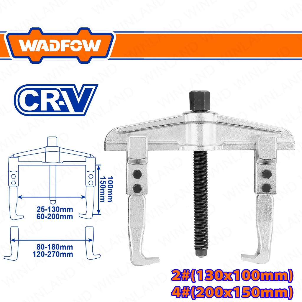 Wadfow  2-pins/2-Jaw Sliding Arm Gear Puller 2# (130 x 100mm) | 4# (200 x 150mm) WAD-HT