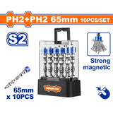 Wadfow 10pieces/Set PH2+PH2 65mm Strong Magnetic Screwdriver Bits WSV3B01 WAD-HT