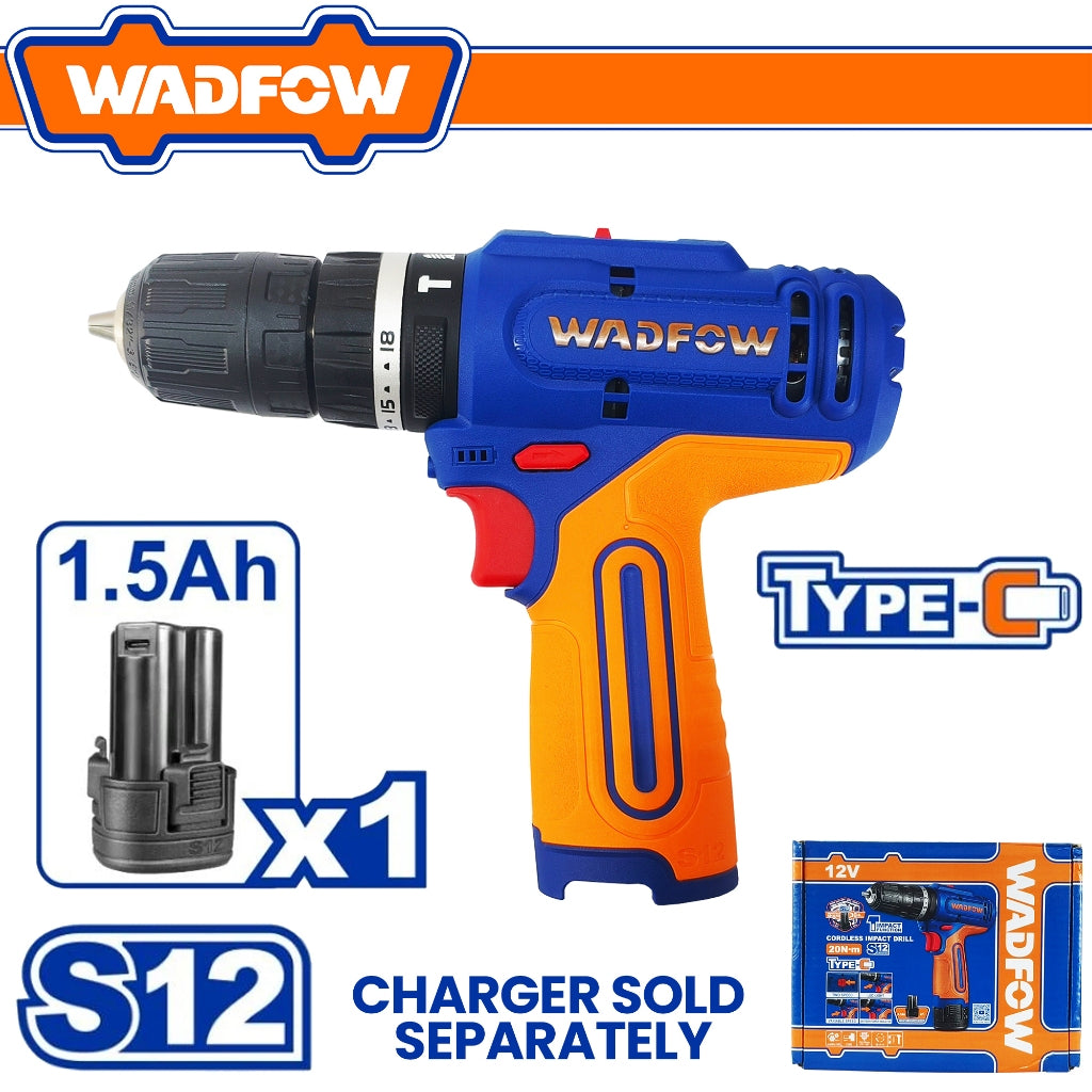 Wadfow  S12 Series Lithium-Ion Cordless Drill 12V 20Nm w/ Battery WCDS5681 WAD-CT