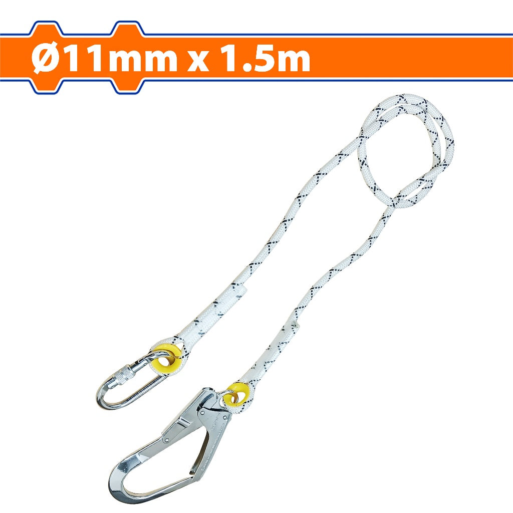 Wadfow  Safety Rope/Lanyard Elastic with 2x Hooks Steel Look 11mm x 1.5m/1.95mm WAQS2515/WAQS2520 WAD-HT