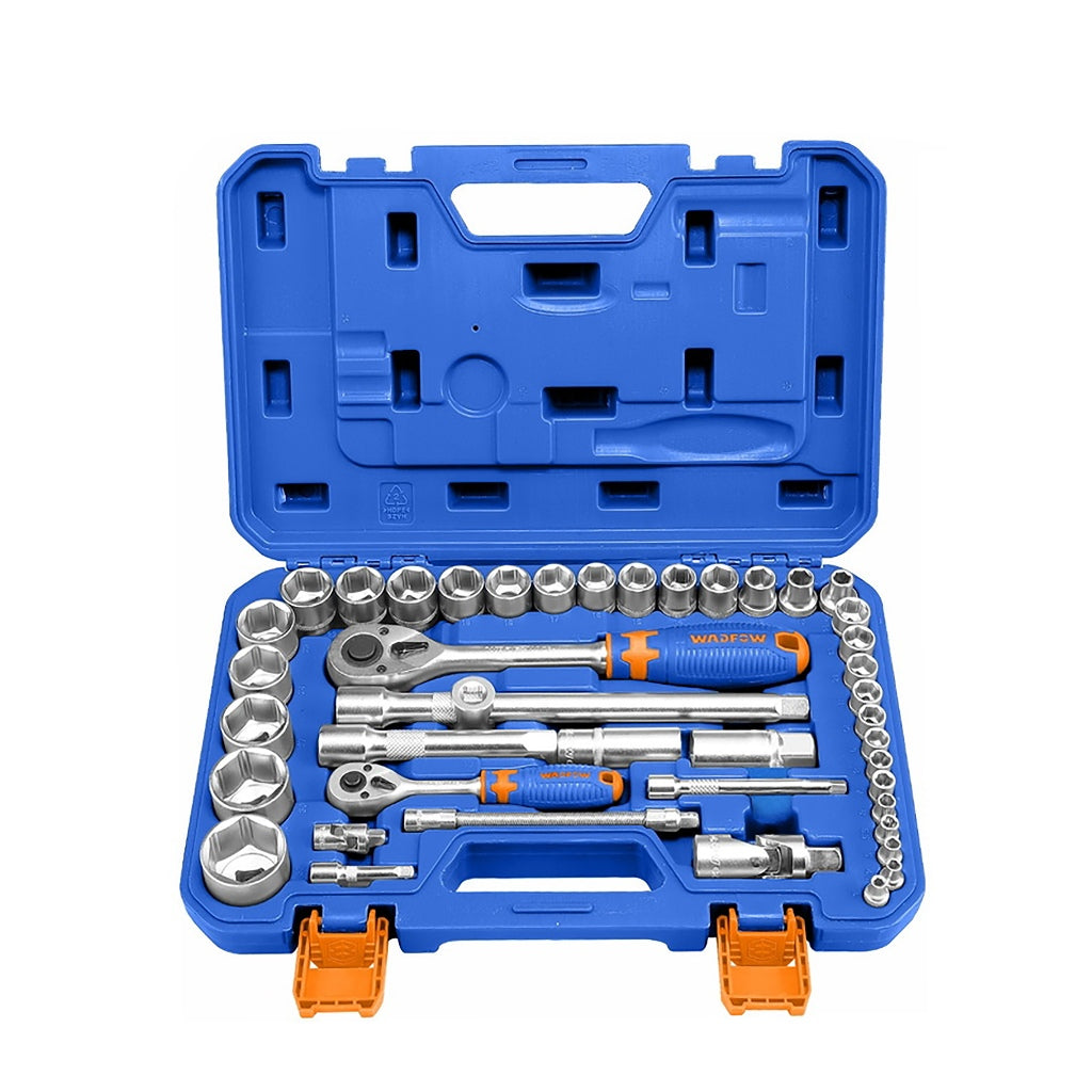 Wadfow 43PCS/Set Chrome Plated 1/4inches and 1/2inches Socket Set WST3D43 WAD-HT