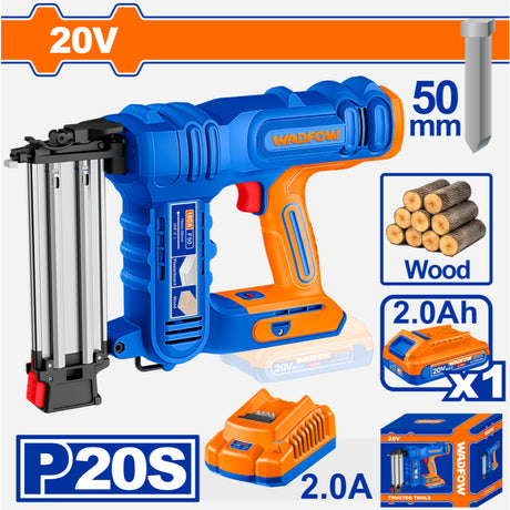 Wadfow P20S/20V Cordless Brad Nailer for Wall Wood Nailing (WCT)