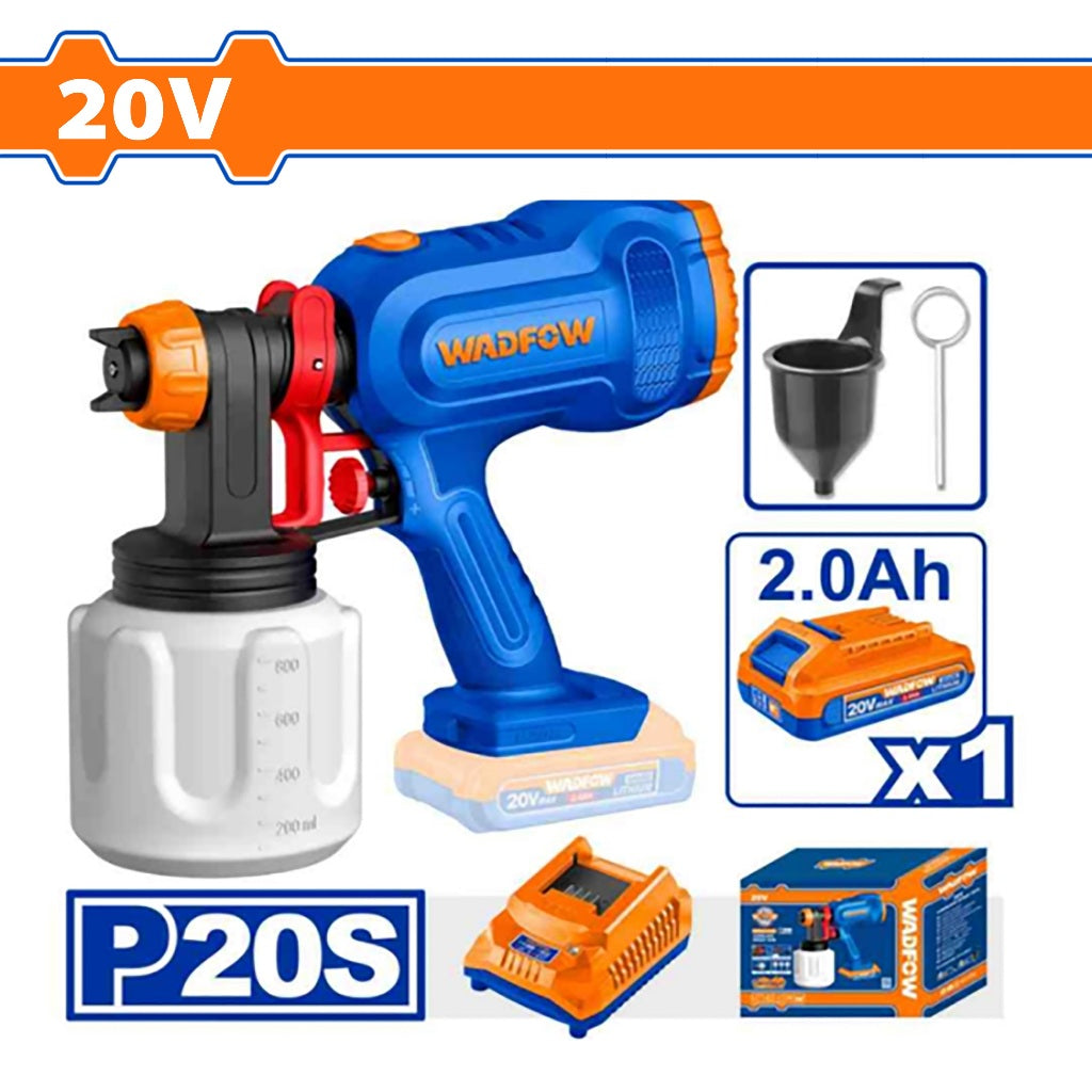 Wadfow WSU30662 P20S/20V Lithium-Ion Cordless Spray Paint Gun
