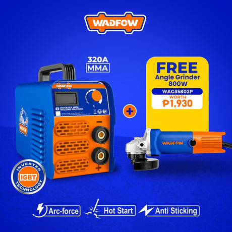 Wadfow 320A / 350A MMA Welding Machine Inverter Portable IGBT (Freebies 800w Angle Grinder) (WHT)