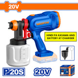 Wadfow WSU30662 P20S/20V Lithium-Ion Cordless Spray Paint Gun
