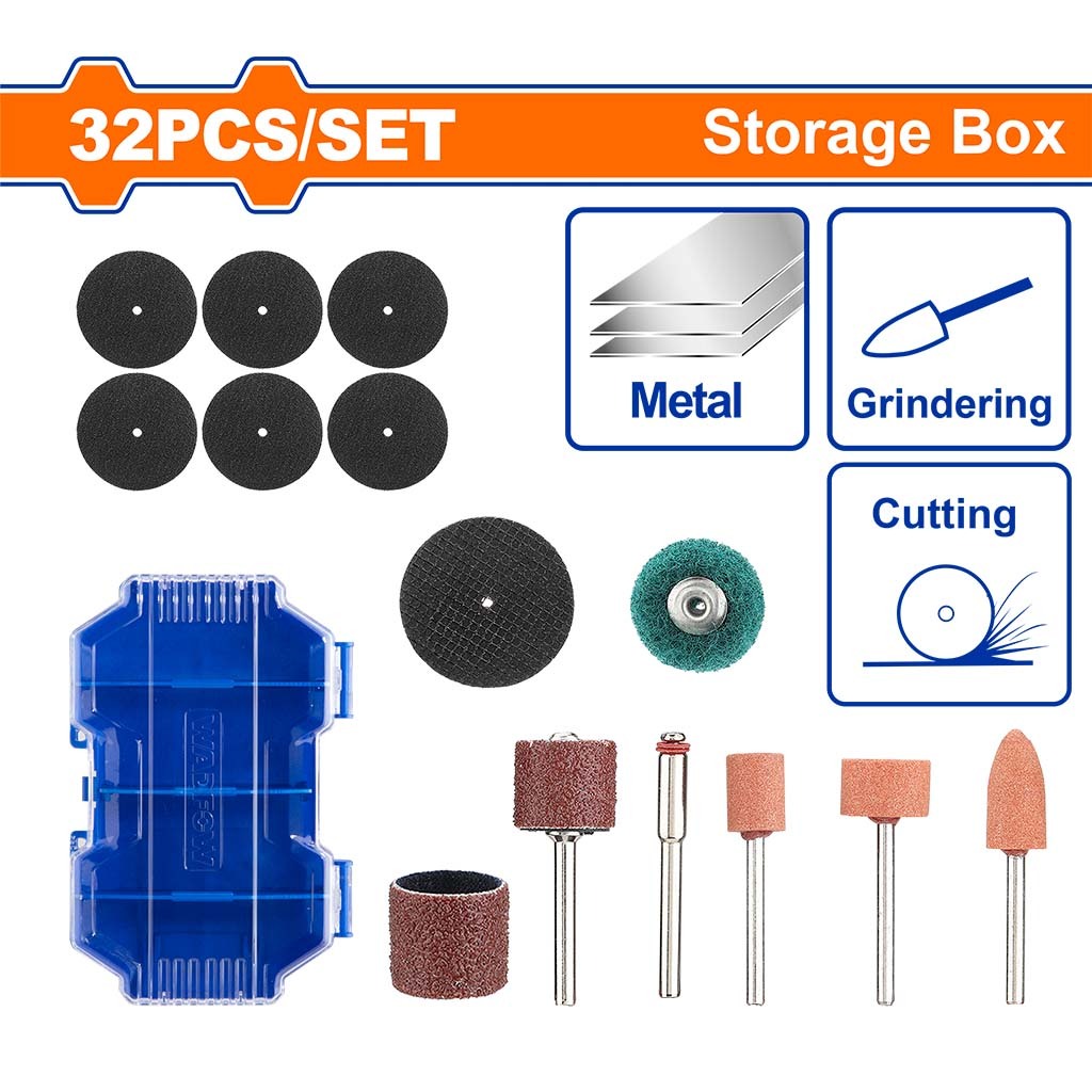 Wadfow 10pcs-80pcs Mini Grinding Drill Accessories Set Sold Per Case (WHT)