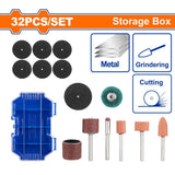 Wadfow 10pcs-80pcs Mini Grinding Drill Accessories Set Sold Per Case (WHT)