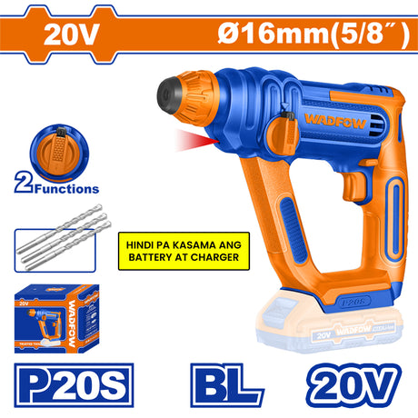Wadfow P20 Series Lithium-Ion 20V Cordless Rotary Hammer WLM1516 | WLM1B161 (WCT)