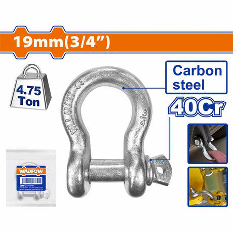 Wadfow Screw PIN Anchor Shackle 16mm(5/8in), 19mm(3/4in), 22mm(7/8in), 25mm(1in) (WHT)
