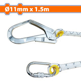 Wadfow  Safety Rope/Lanyard Elastic with 2x Hooks Steel Look 11mm x 1.5m/1.95mm WAQS2515/WAQS2520 WAD-HT