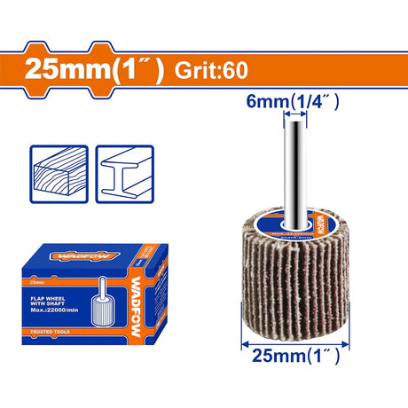 Wadfow  Flap Wheel with Shaft 25mm(1in) | 50mm(2in) [SOLD PER PIECE] WAD-HT