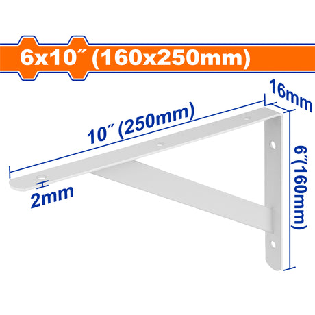 Wadfow 2mmThick Reinforced Shelf Support Brackets/ 6-Fixing Points Heavy Duty SOLD PER PIECE (WHT)