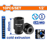 Wadfow 10pieces/Set 1/2inches Cr-Mo Dr. Deep Impact Socket Set WMSD201 WAD-HT