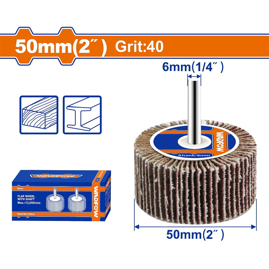 Wadfow  Flap Wheel with Shaft 25mm(1in) | 50mm(2in) [SOLD PER PIECE] WAD-HT