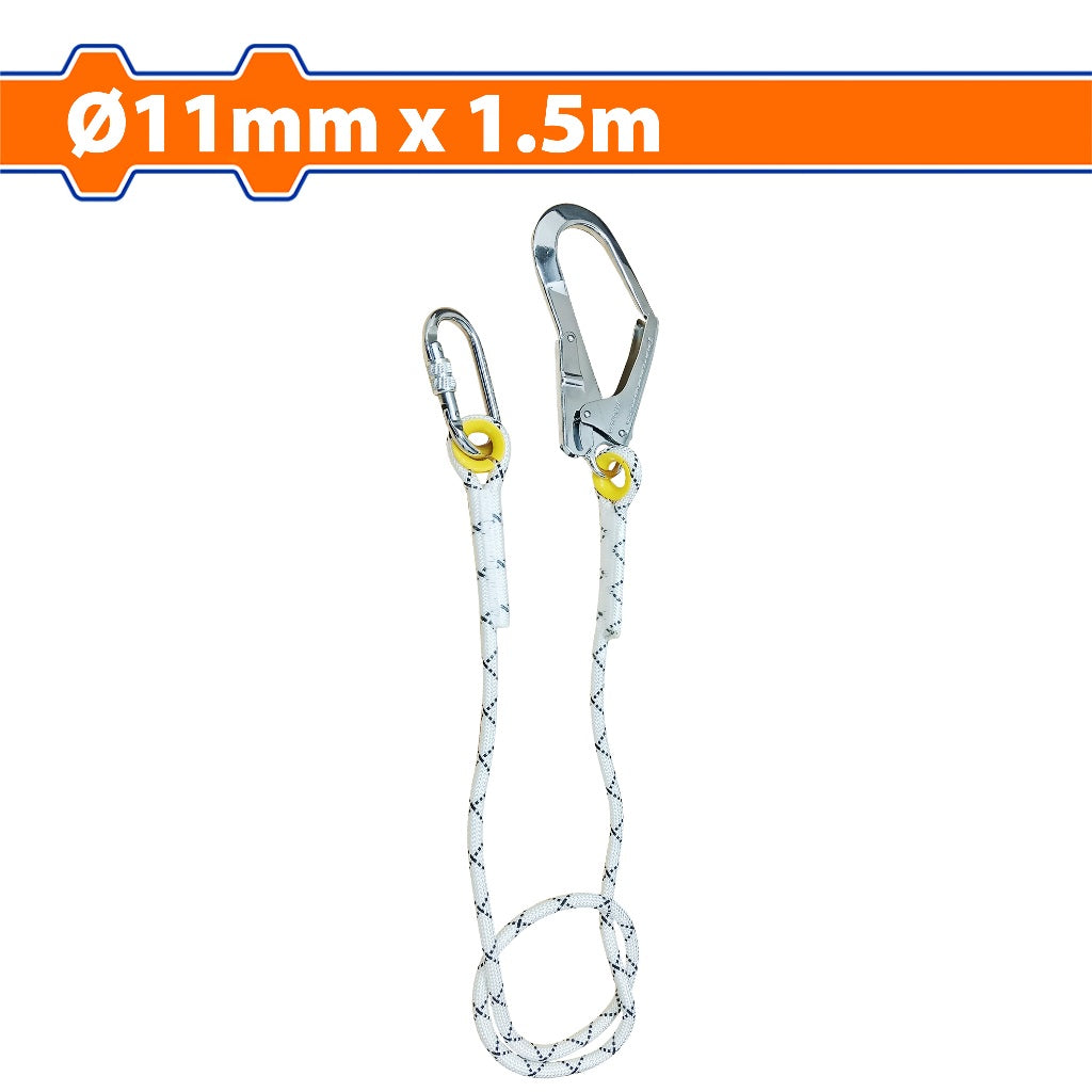 Wadfow  Safety Rope/Lanyard Elastic with 2x Hooks Steel Look 11mm x 1.5m/1.95mm WAQS2515/WAQS2520 WAD-HT