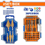 Wadfow by Winland 41PCS/Set Step Drill Bits and Impact Screwdriver Bits Combo Set WJD0371 WAD-HT