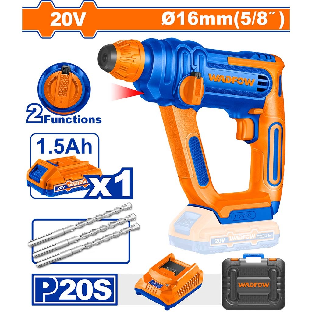 Wadfow P20 Series Lithium-Ion 20V Cordless Rotary Hammer WLM1516 | WLM1B161 (WCT)