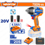 Wadfow by Winland P20S/20V Brushless Motor Lithium-Ion Cordless Impact Wrench 780NM WCD1B78 WAD-CT