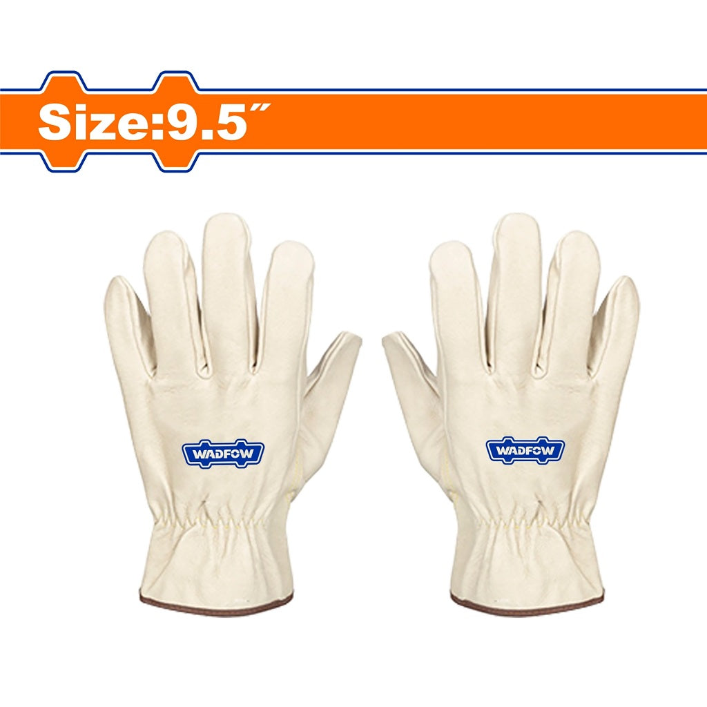 Wadfow 9.5inches Leather Work Gloves with Wrist extension and Binding Edge WLG1001 WAD-HT