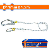 Wadfow  Safety Rope/Lanyard Elastic with 2x Hooks Steel Look 11mm x 1.5m/1.95mm WAQS2515/WAQS2520 WAD-HT