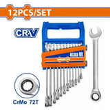 Wadfow 12PCS/Set (8-19mm) Cr-Mo + CR-V Ratchet Spanner Set WSP4212 WAD-HT