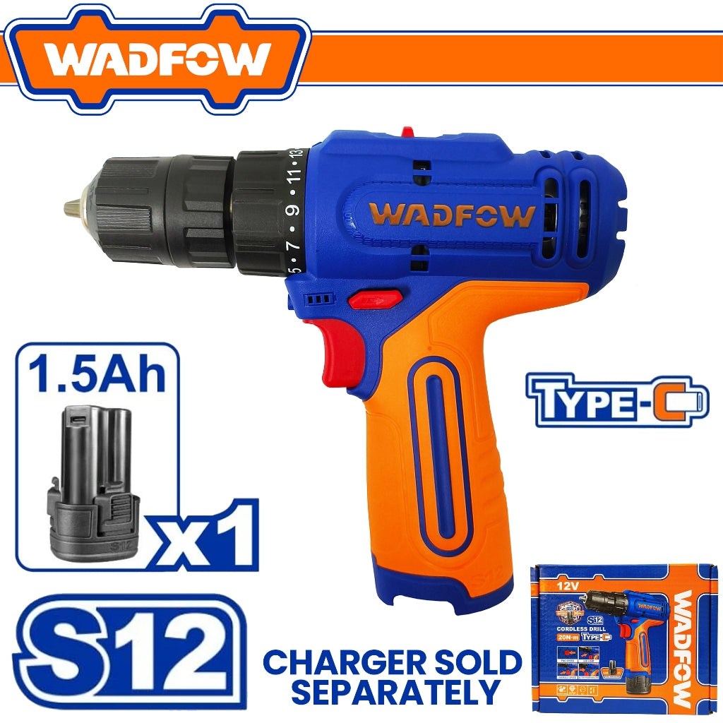 Wadfow  S12 Series Lithium-Ion Cordless Drill 12V 20Nm w/ Battery WCDS565 WAD-CT