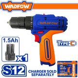 Wadfow  S12 Series Lithium-Ion Cordless Drill 12V 20Nm w/ Battery WCDS565 WAD-CT