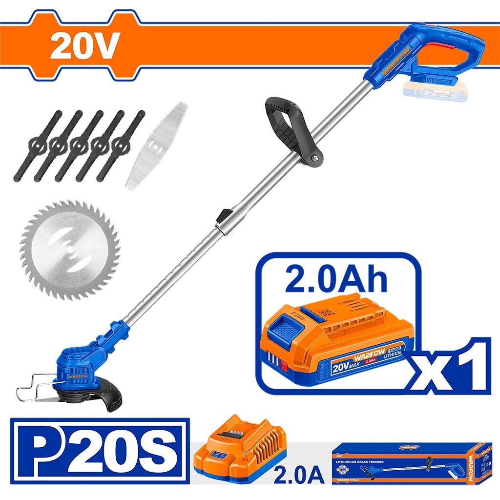 Wadfow P20S/20V Lithium-Ion Cordless Grass Trimmer Weeder Lawn Mower WGTP5116 WAD-CT