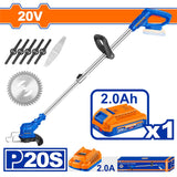 Wadfow P20S/20V Lithium-Ion Cordless Grass Trimmer Weeder Lawn Mower WGTP5116 WAD-CT