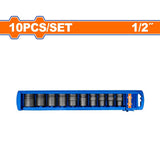 Wadfow 10pieces/Set 1/2inches Cr-Mo Dr. Deep Impact Socket Set WMSD201 WAD-HT