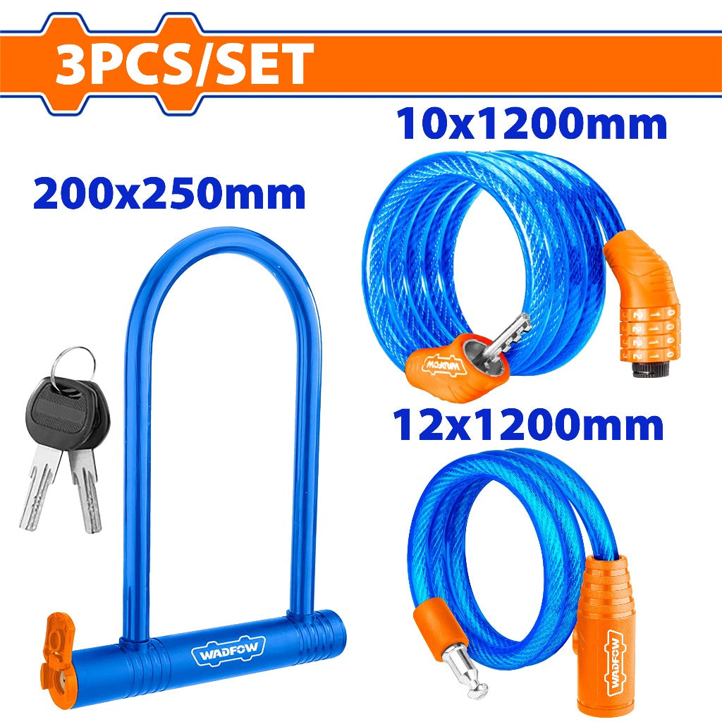 Wadfow  3pieces/Set Anti-Theft Bicycle Cable/Safety Lock WBK9003 WAD-HT