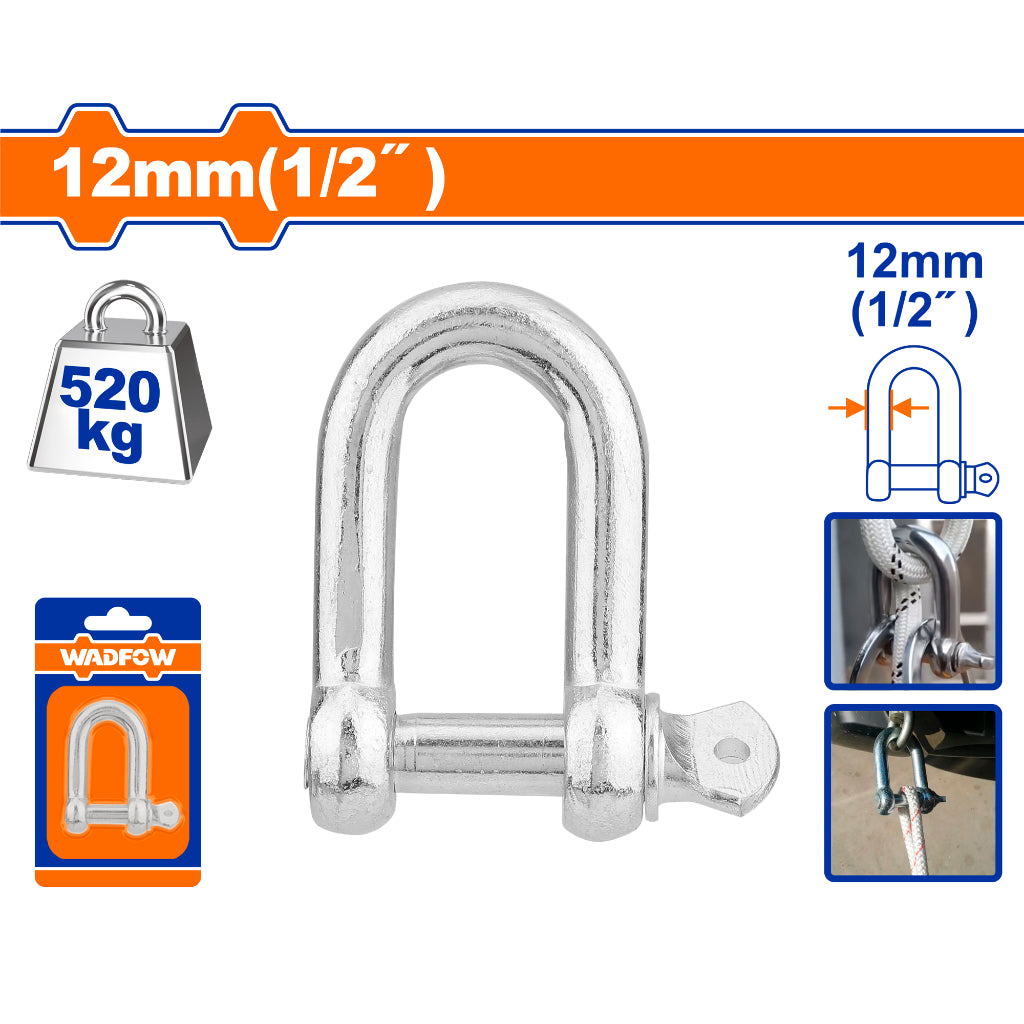 Wadfow Screw Pin Dee Shackle 12mm (1/2") Heavy Duty Lifting WSAK2K12 (WHT)