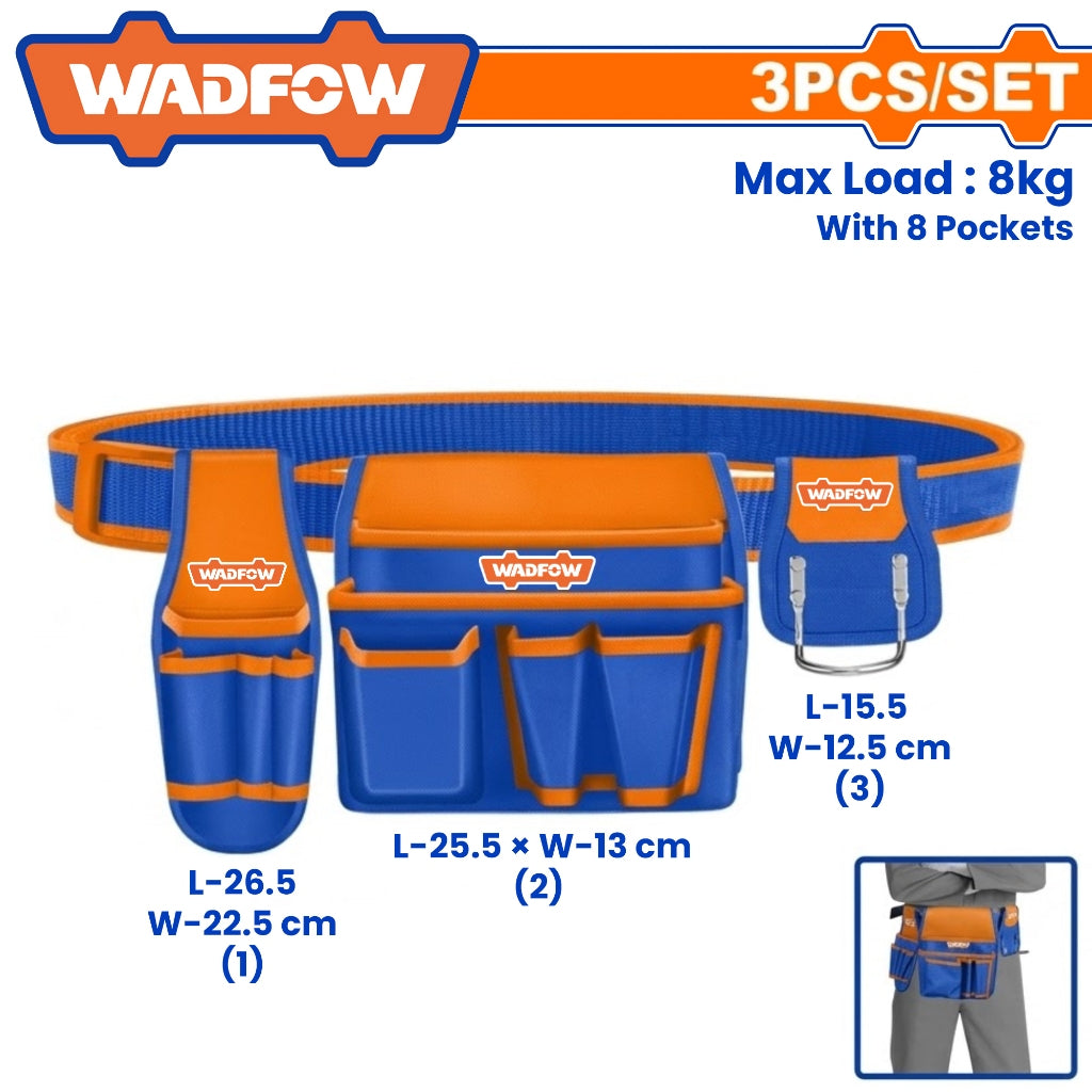 Wadfow by Winland 3Pcs/Set Heavy Duty Pouch Belt Tool Bag Organizer Storage WTG2107 WAD-HT