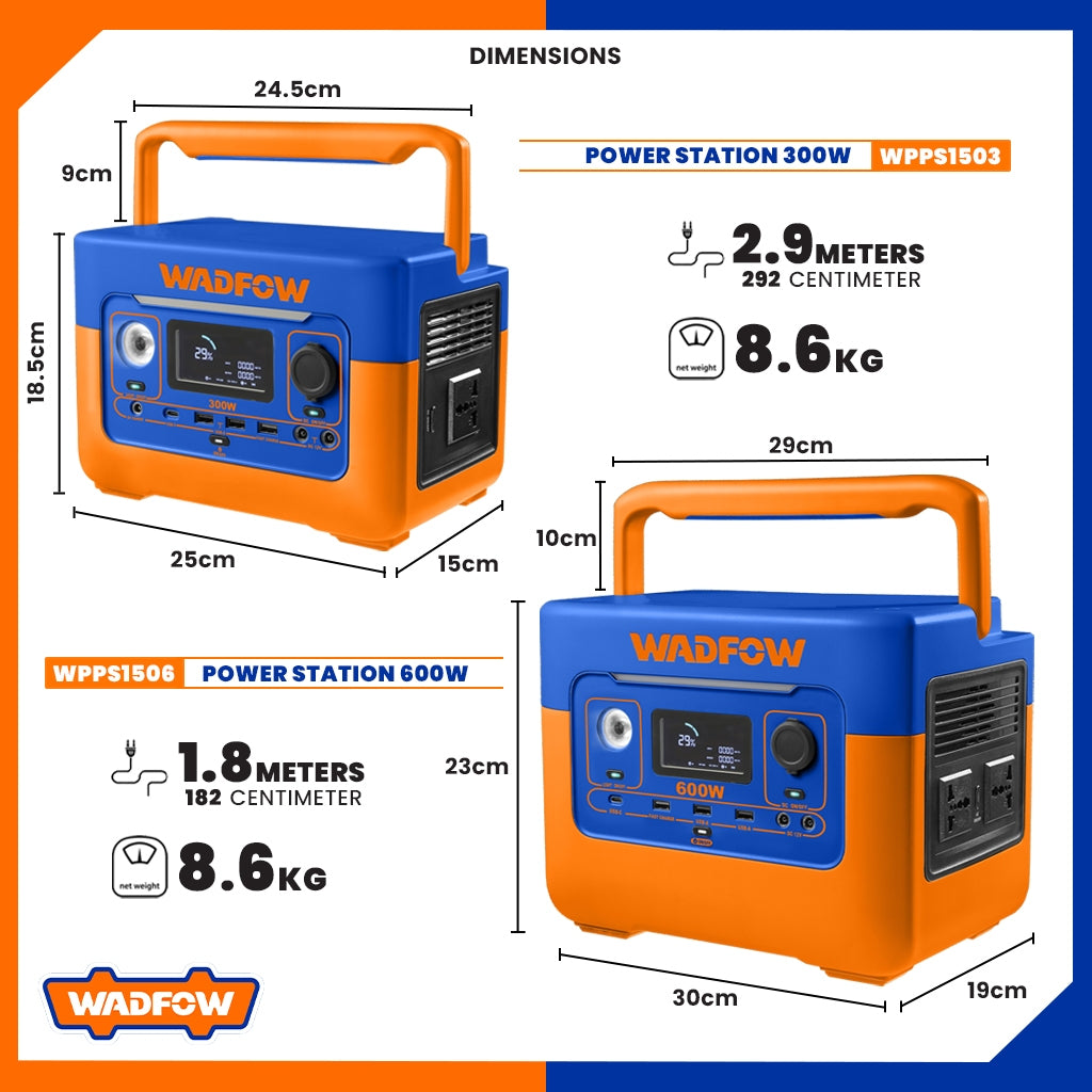Wadfow Portable Power Station with Smart LCD Screen (WHT)