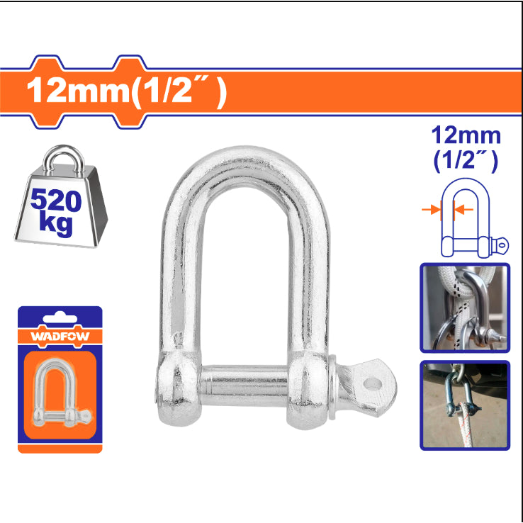 Wadfow Screw Pin Dee Shackle 12mm (1/2") Heavy Duty Lifting WSAK2K12 (WHT)