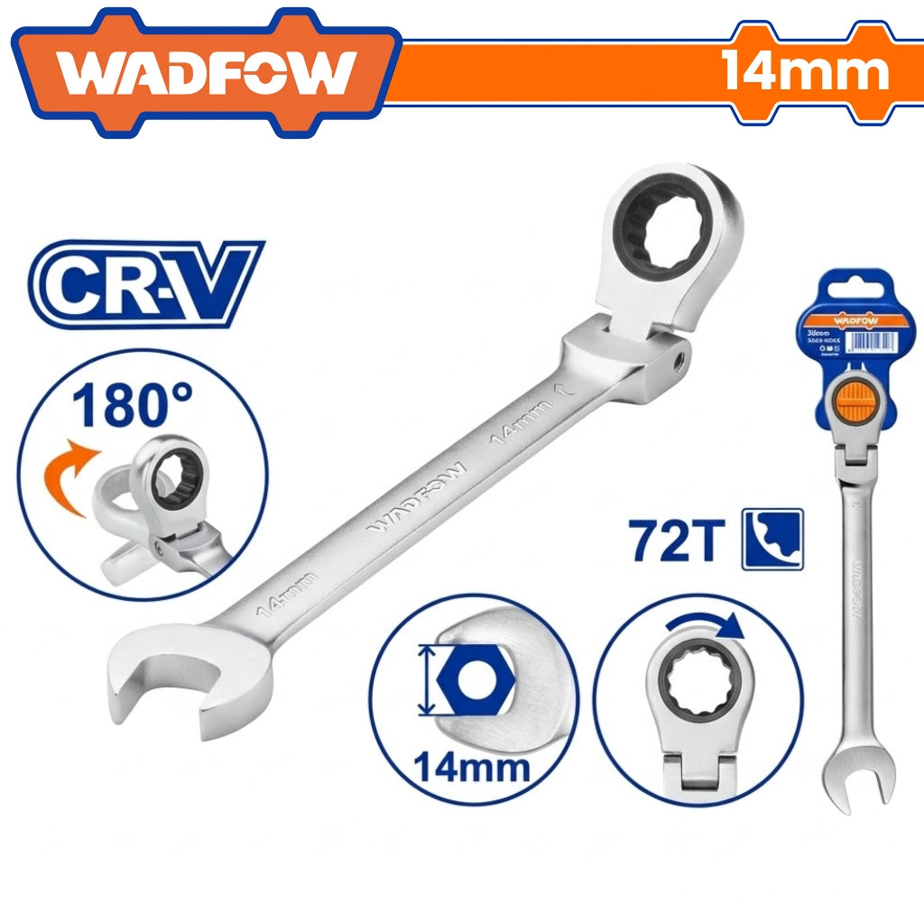 Wadfow by Winland Flexible 180° Ratchet Spanner Chrome Plated 14 mm WAD-HT