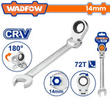 Wadfow by Winland Flexible 180° Ratchet Spanner Chrome Plated 14 mm WAD-HT