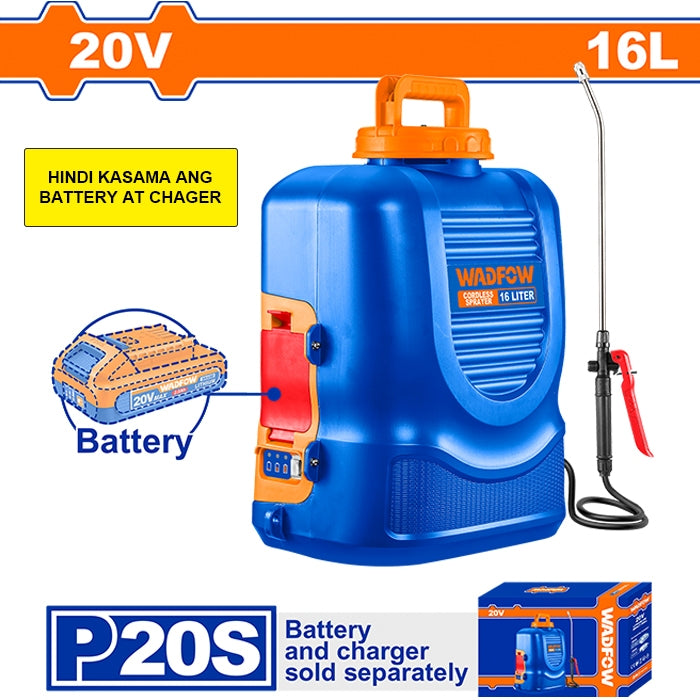Wadfow P20S/20V Li-Ion Cordless Sprayer Agricultural Backpack Tank 16L (WPT)