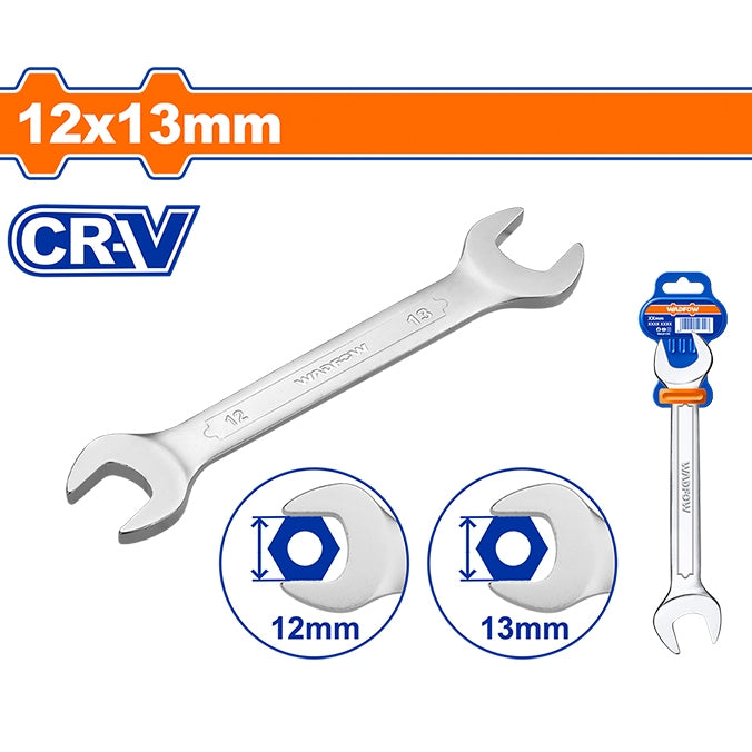 Wadfow Double Open End Spanner 12x13mm with Chrome Vanadium Steel Material WSA2204 (WHT)