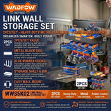 Wadfow Link Wall Storage Set with Metal Black Rail Material (WHT)