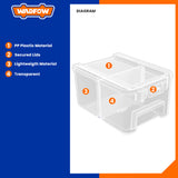 Set of 3pcs Transparent Stackable Storage Plastic Container 150x105x80mm WTB8333