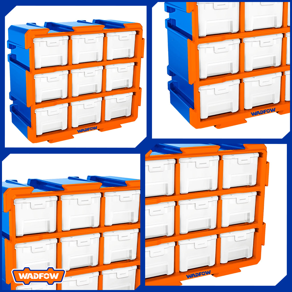 Set of 9pcs Plastic Trays Modular Storage Tower 380 x 155 x 320mm WAD-HT WTB8331